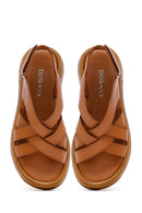 Women's Tan Back Strap Leather Sandals | Derimod