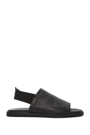 Women's Black Elastic Back Leather Sandals | Derimod
