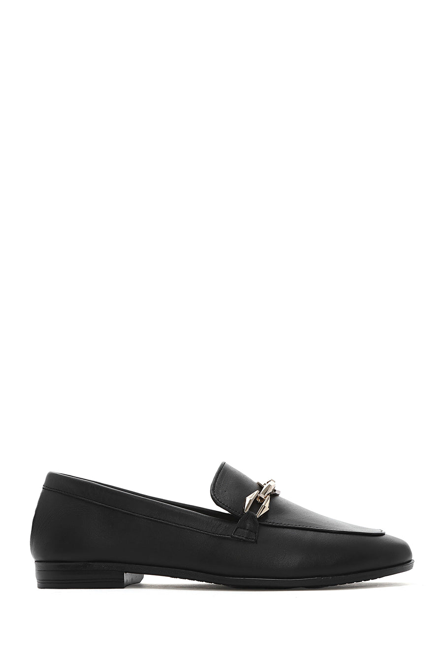 
Women's Black Buckled Leather Loafer
 25SFD351518 | Derimod