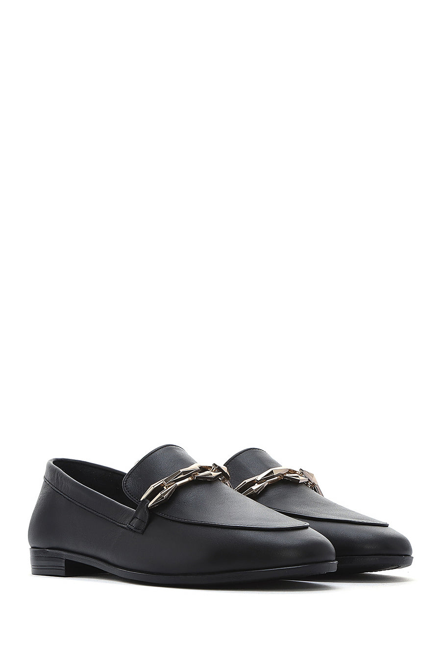 
Women's Black Buckled Leather Loafer
