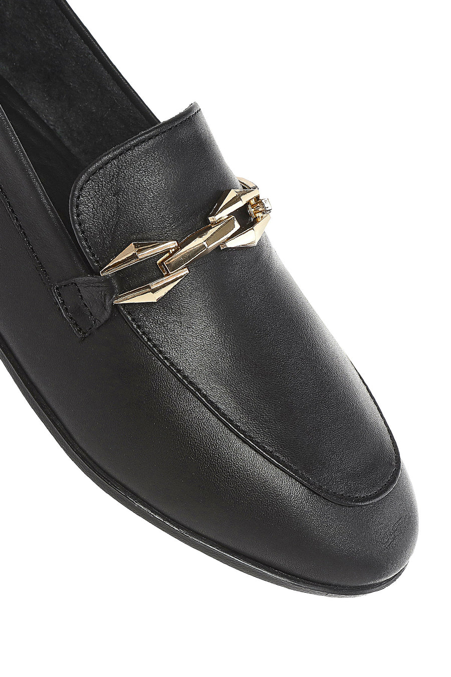 
Women's Black Buckled Leather Loafer
