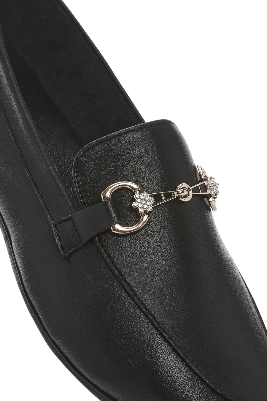 
Women's Black Buckled Leather Loafer
