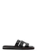 Women's Black Leather Slippers | Derimod