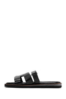 Women's Black Leather Slippers | Derimod