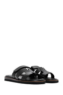 Women's Black Leather Slippers | Derimod