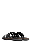 Women's Black Leather Slippers | Derimod