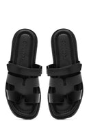 Women's Black Leather Slippers | Derimod