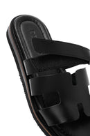 Women's Black Leather Slippers | Derimod
