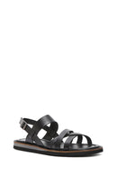 Women's Black Leather Ankle Buckle Sandals | Derimod