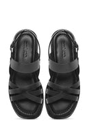Women's Black Leather Ankle Buckle Sandals | Derimod