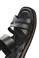 Women's Black Leather Ankle Buckle Sandals | Derimod