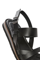 Women's Black Leather Ankle Buckle Sandals | Derimod