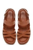 Women's Brown Ankle Buckle Leather Sandals | Derimod