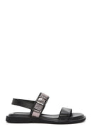 Women's Black Buckled Leather Sandals | Derimod