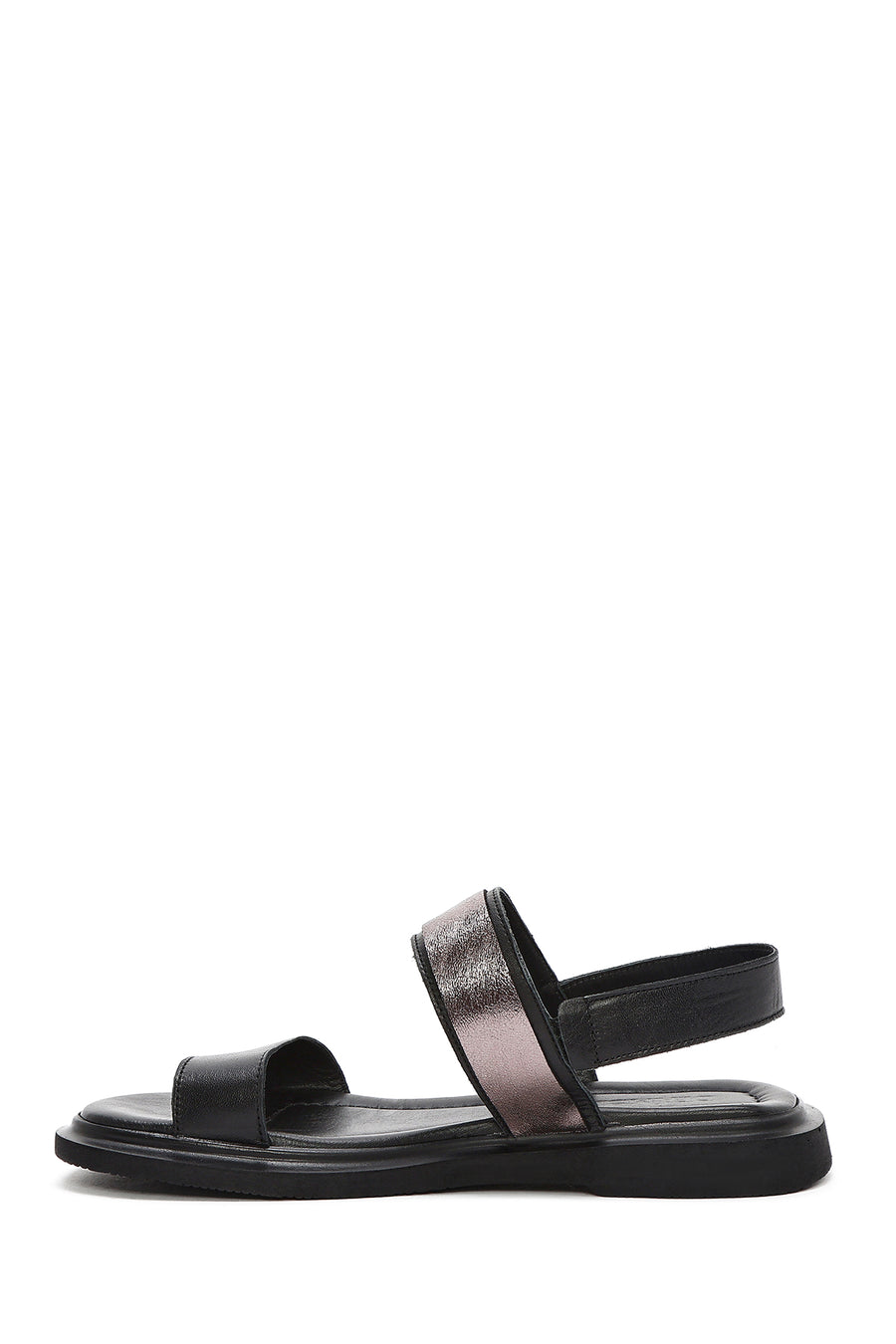 Women's Black Buckled Leather Sandals