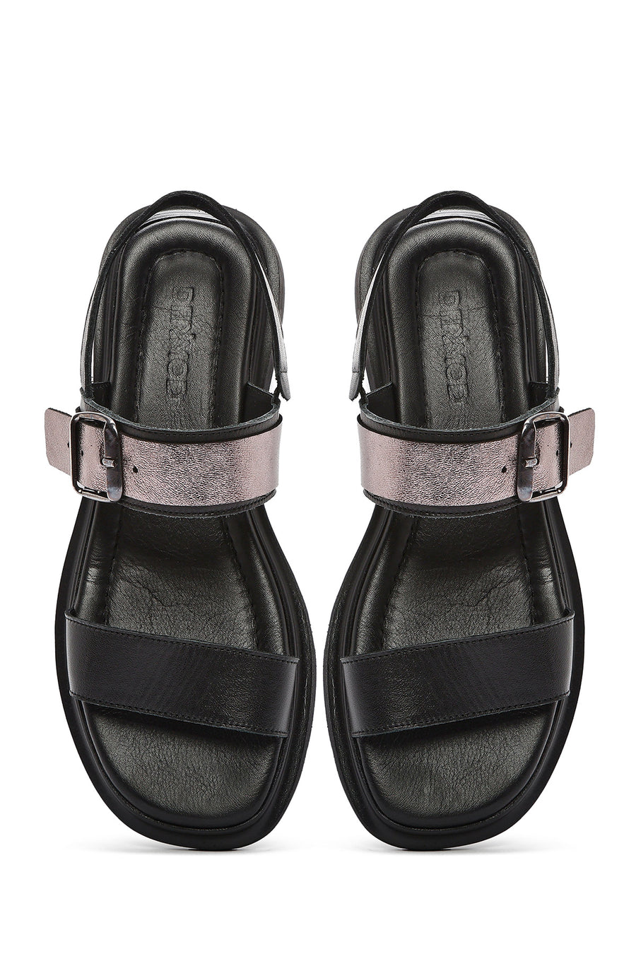 Women's Black Buckled Leather Sandals