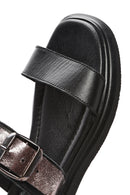 Women's Black Buckled Leather Sandals | Derimod