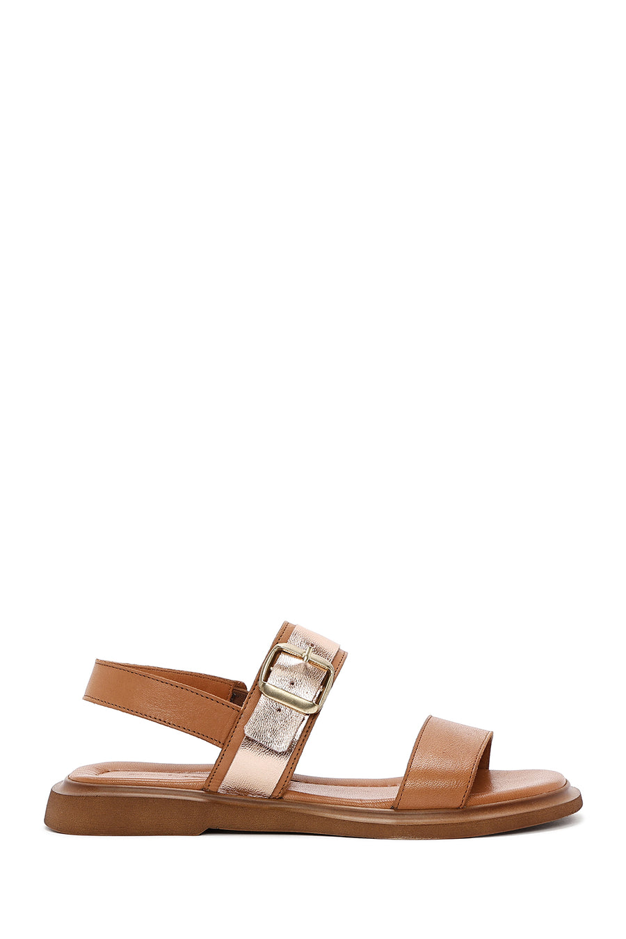 Women's Brown Buckled Leather Sandals 25SFD363014 | Derimod
