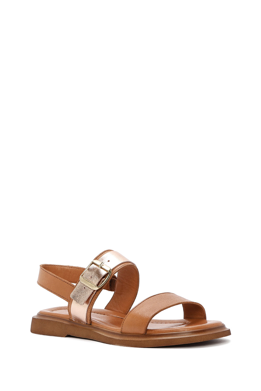 Women's Brown Buckled Leather Sandals