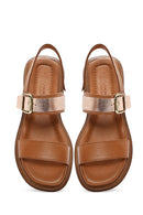 Women's Brown Buckled Leather Sandals | Derimod
