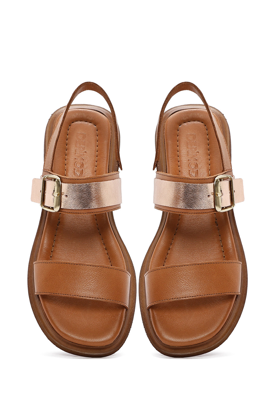 Women's Brown Buckled Leather Sandals