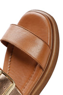 Women's Brown Buckled Leather Sandals | Derimod