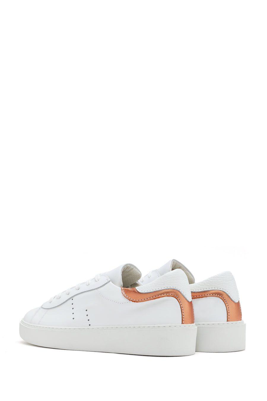 Women's White Lace-Up Leather Sneaker