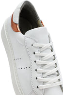 Women's White Lace-Up Leather Sneaker | Derimod