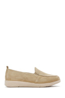 Women's Beige Suede Leather Comfort Loafer | Derimod
