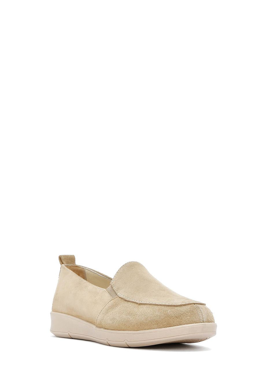 Women's Beige Suede Leather Comfort Loafer