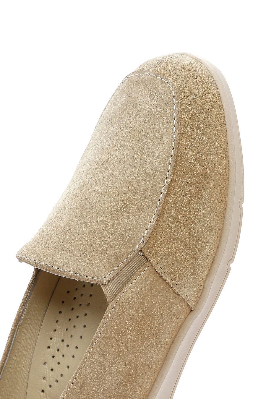 Women's Beige Suede Leather Comfort Loafer