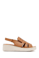 Women's Brown Thick Soled Leather Comfort Sandals | Derimod