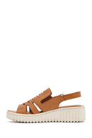 Women's Brown Thick Soled Leather Comfort Sandals | Derimod