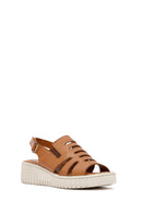 Women's Brown Thick Soled Leather Comfort Sandals | Derimod