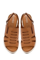 Women's Brown Thick Soled Leather Comfort Sandals | Derimod