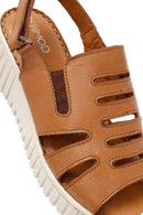 Women's Brown Thick Soled Leather Comfort Sandals | Derimod