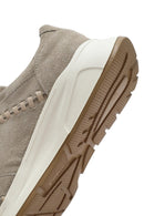 Women's Beige Lace-Up Chunky Sole Suede Leather Sneakers | Derimod