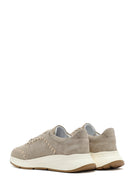 Women's Beige Lace-Up Chunky Sole Suede Leather Sneakers | Derimod