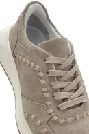 Women's Beige Lace-Up Chunky Sole Suede Leather Sneakers | Derimod