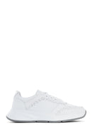 Women's White Lace-up Thick-Sole Leather Sneaker | Derimod