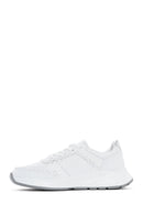 Women's White Lace-up Thick-Sole Leather Sneaker | Derimod