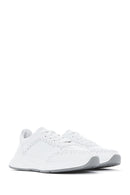 Women's White Lace-up Thick-Sole Leather Sneaker | Derimod