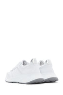 Women's White Lace-up Thick-Sole Leather Sneaker | Derimod