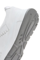 Women's White Lace-up Thick-Sole Leather Sneaker | Derimod