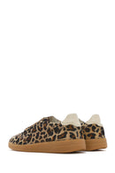 Women's Leopard Lace-Up Leather Sneakers | Derimod