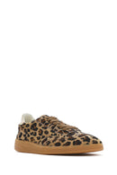 Women's Leopard Lace-Up Leather Sneakers | Derimod