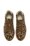 Women's Leopard Lace-Up Leather Sneakers | Derimod