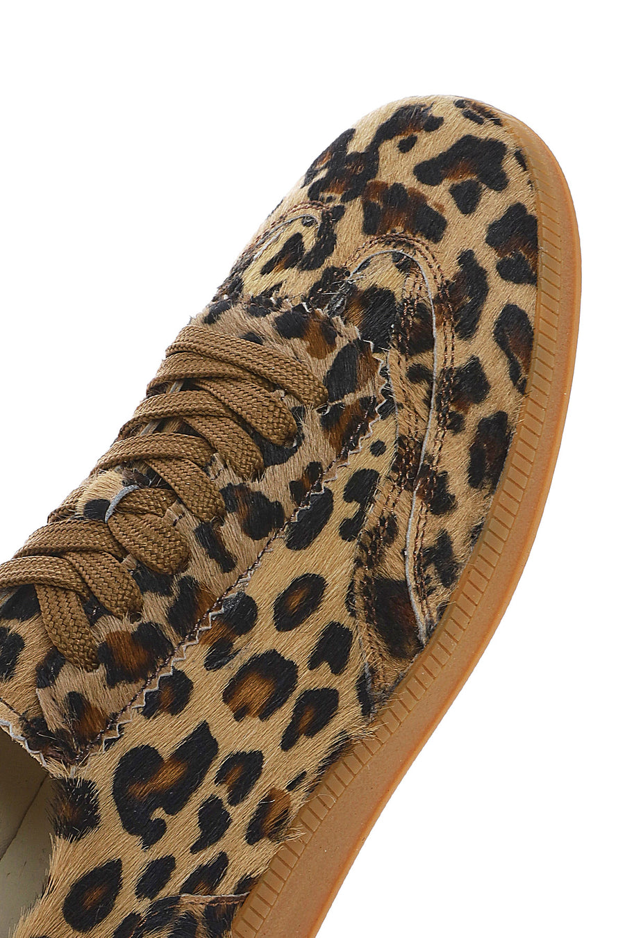 Women's Leopard Lace-Up Leather Sneakers
