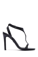 Women's Black Ankle Buckle High Thin Heel Sandals | Derimod
