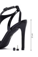 Women's Black Ankle Buckle High Thin Heel Sandals | Derimod